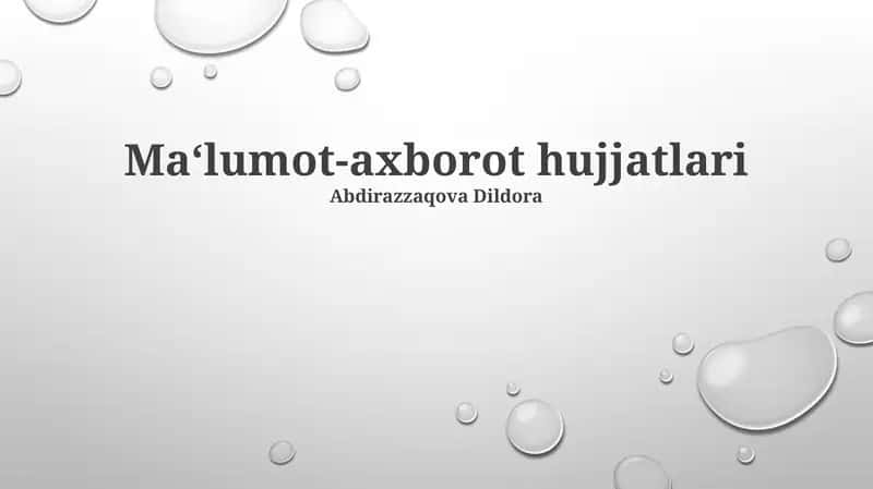 Ma‘lumot-axborot hujjatlari