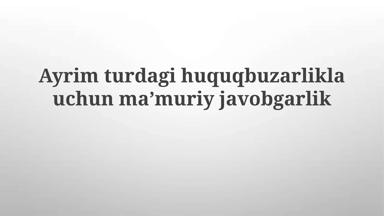 Ma'muriy javobgarlik turlari