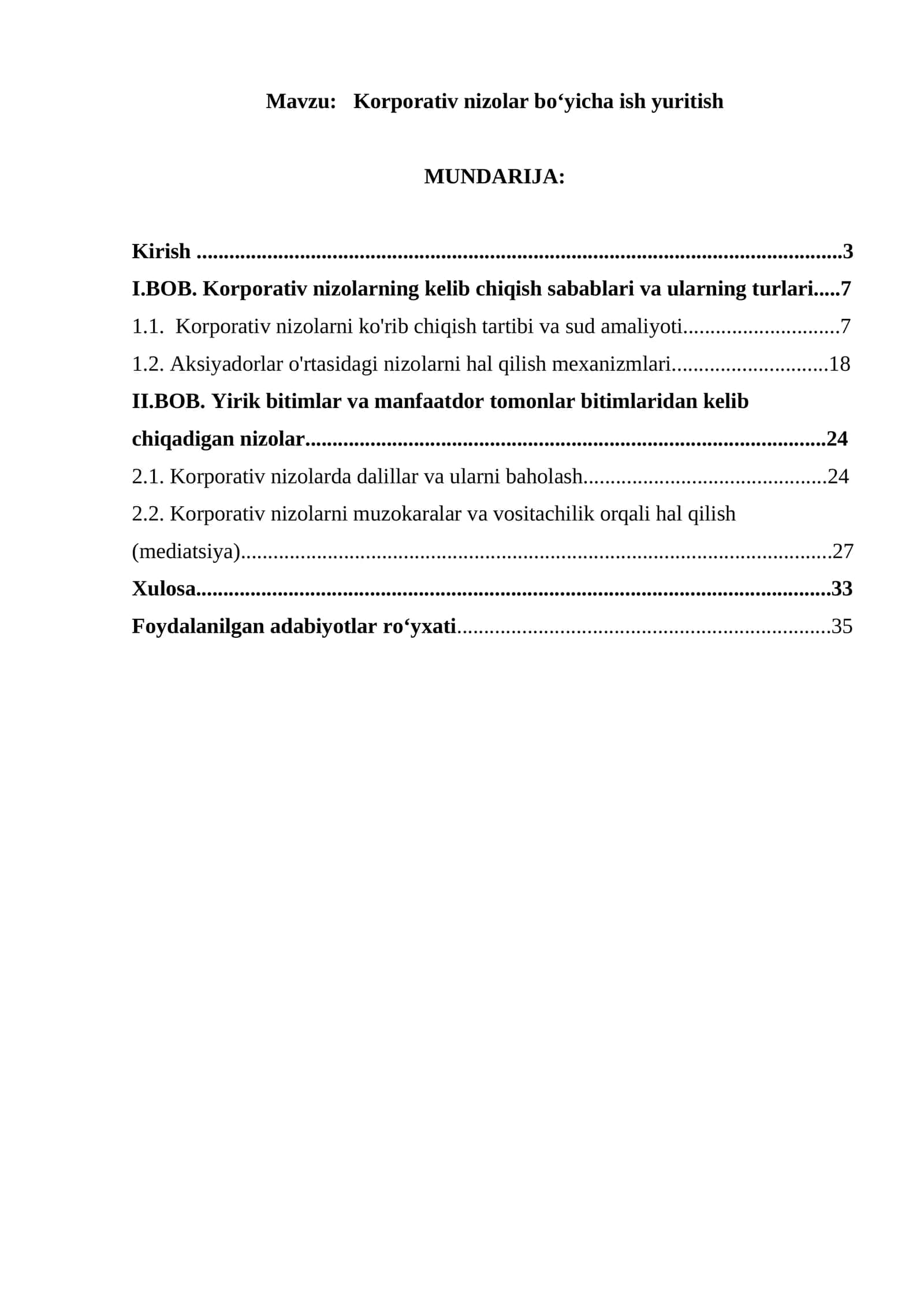 Korporativ nizolar bo‘yicha ish yuritish