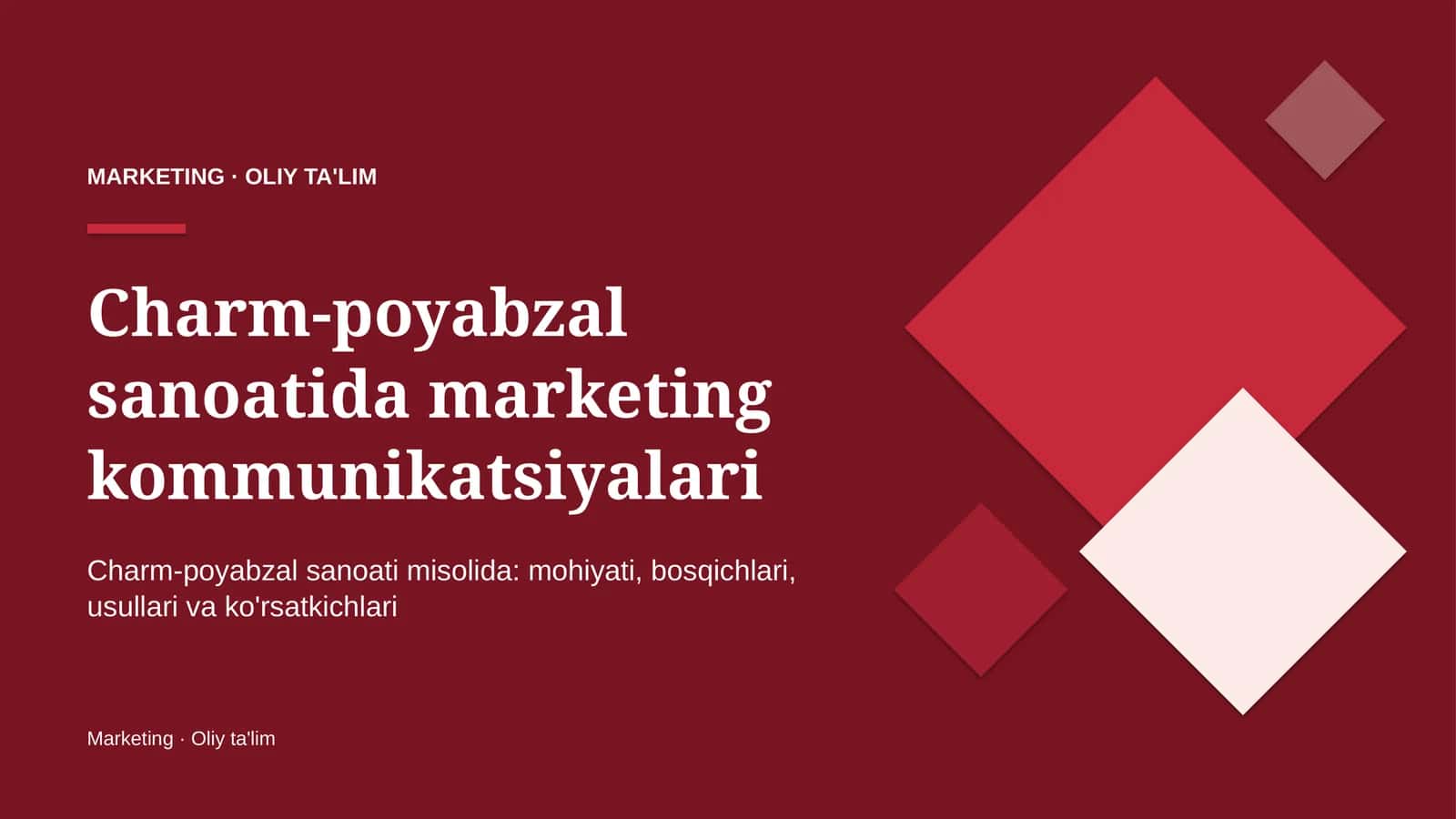 Charm-poyabzal sanoatida marketing kommunikatsiyalari