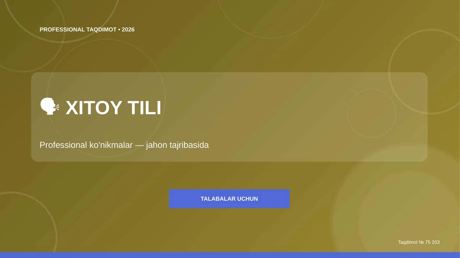 XITOY TILI Professional taqdimot • 2026