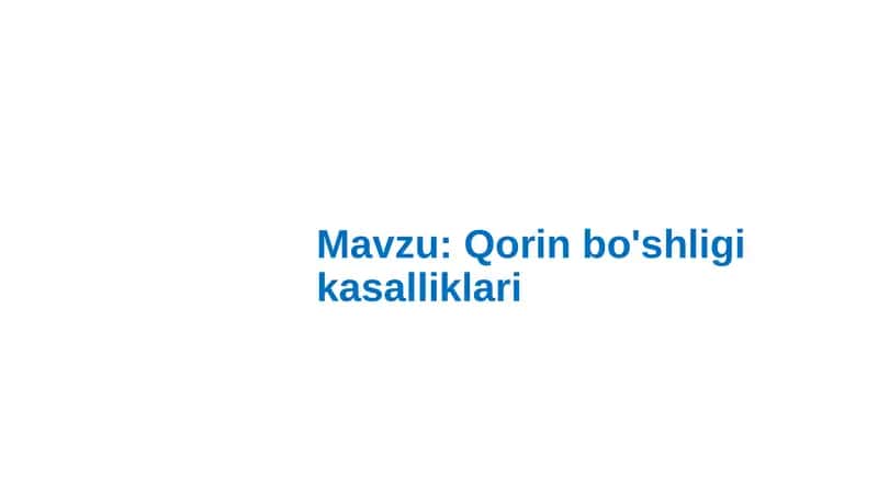Qorin bo'shligi kasalliklari