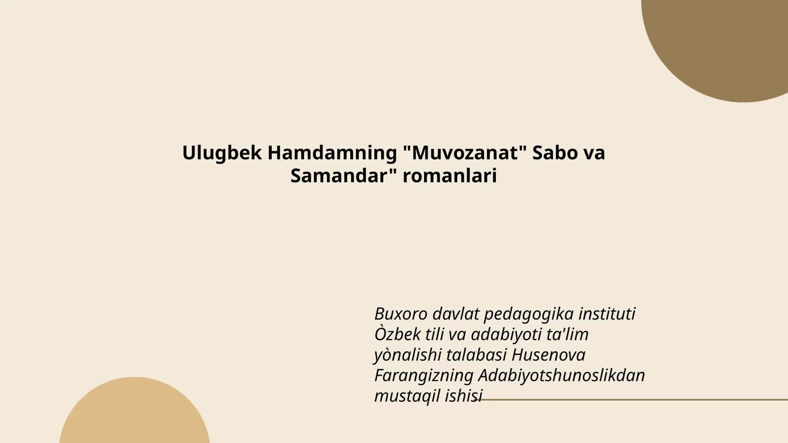 Adabiyotshunoslikdan mustaqil ishi