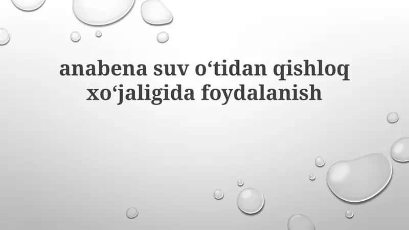 Anabaena suv oʻtlari: Xususiyatlari va afzalliklari