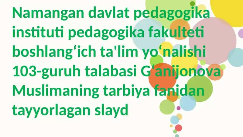 4- sinf "Tarbiya" darsligini o‘rganish