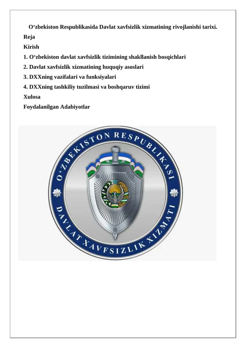 O‘zbekiston Respublikasida Davlat xavfsizlik xizmati