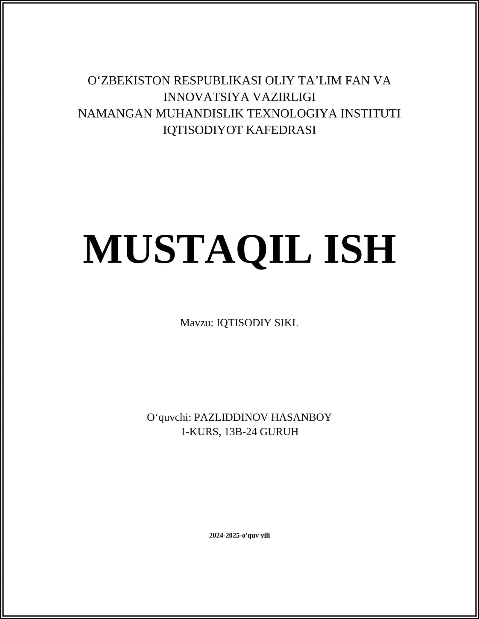 Iqtisodiy sikl