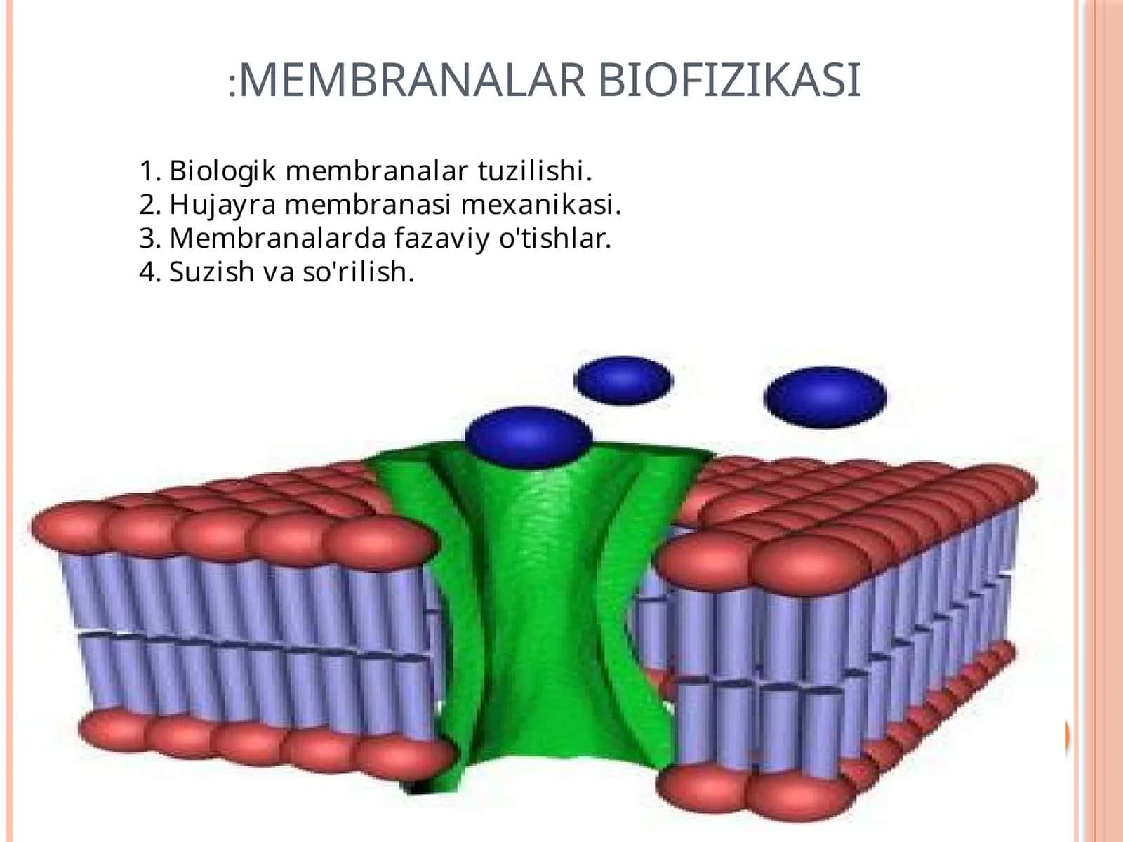 MEMBRANALAR BIOFIZIKASI