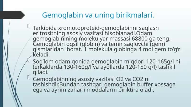 Gemoglabin va uning birikmalari