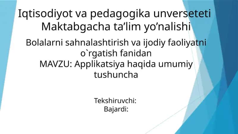 Applikatsiya haqida umumiy tushuncha