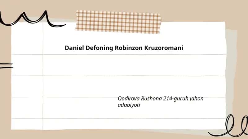 Daniel Defoning Robinzon Kruzoromani