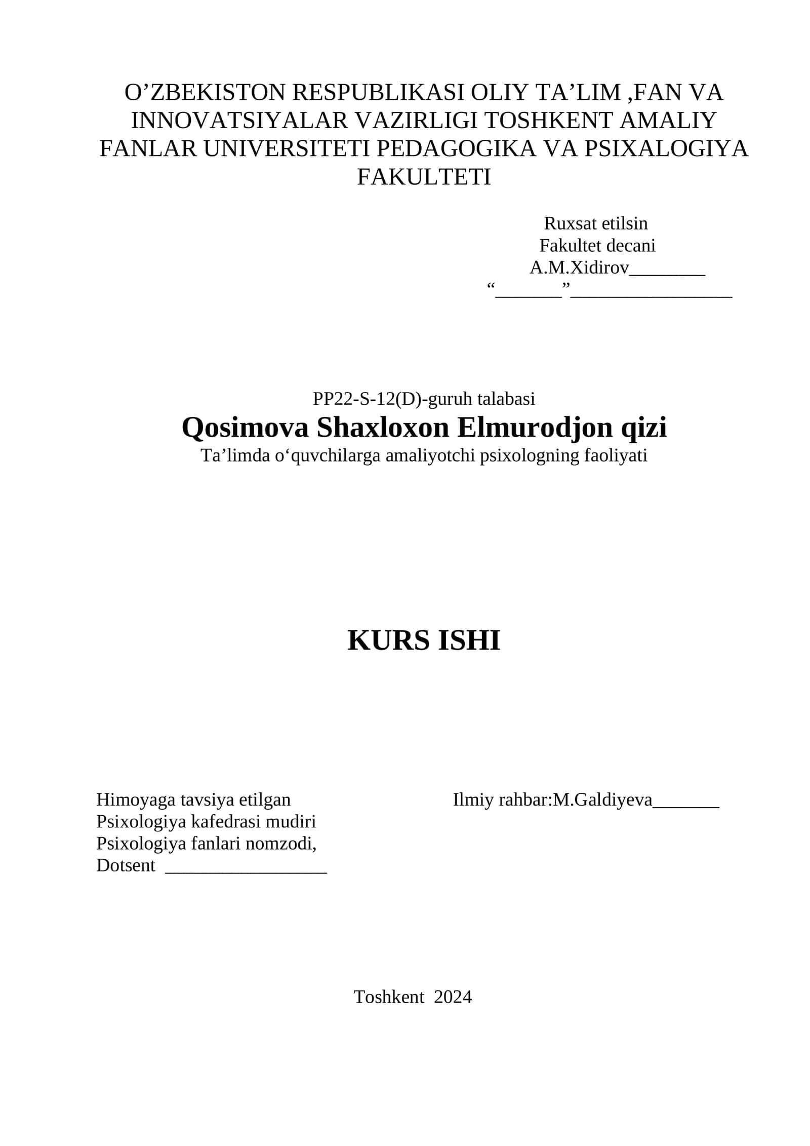 Taʼlimda oʻquvchilarga amaliyotchi psixologning faoliyati