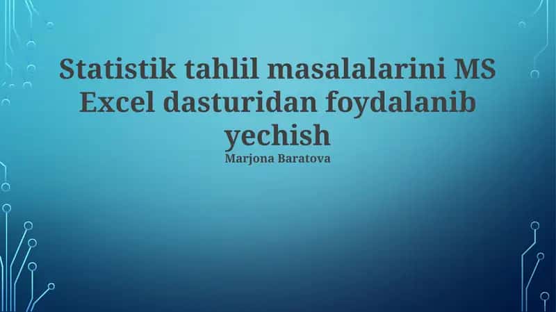 Asosiy Statistik Funktsiyalar va Ularning Qo‘llanilishi