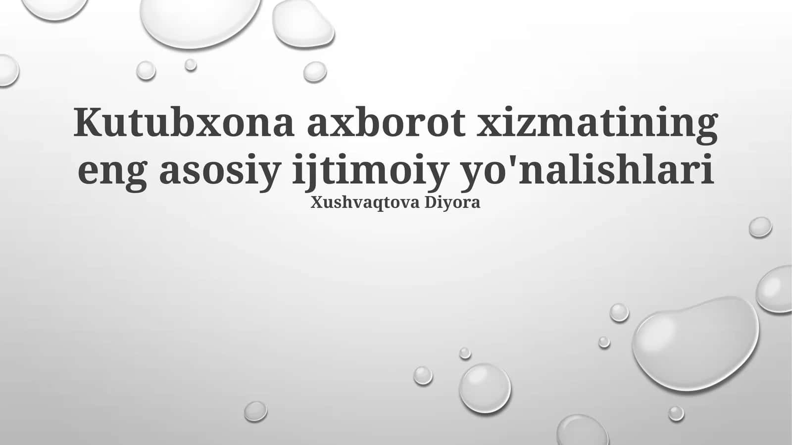 Kutubxona axborot xizmatining eng asosiy ijtimoiy yo'nalishlari