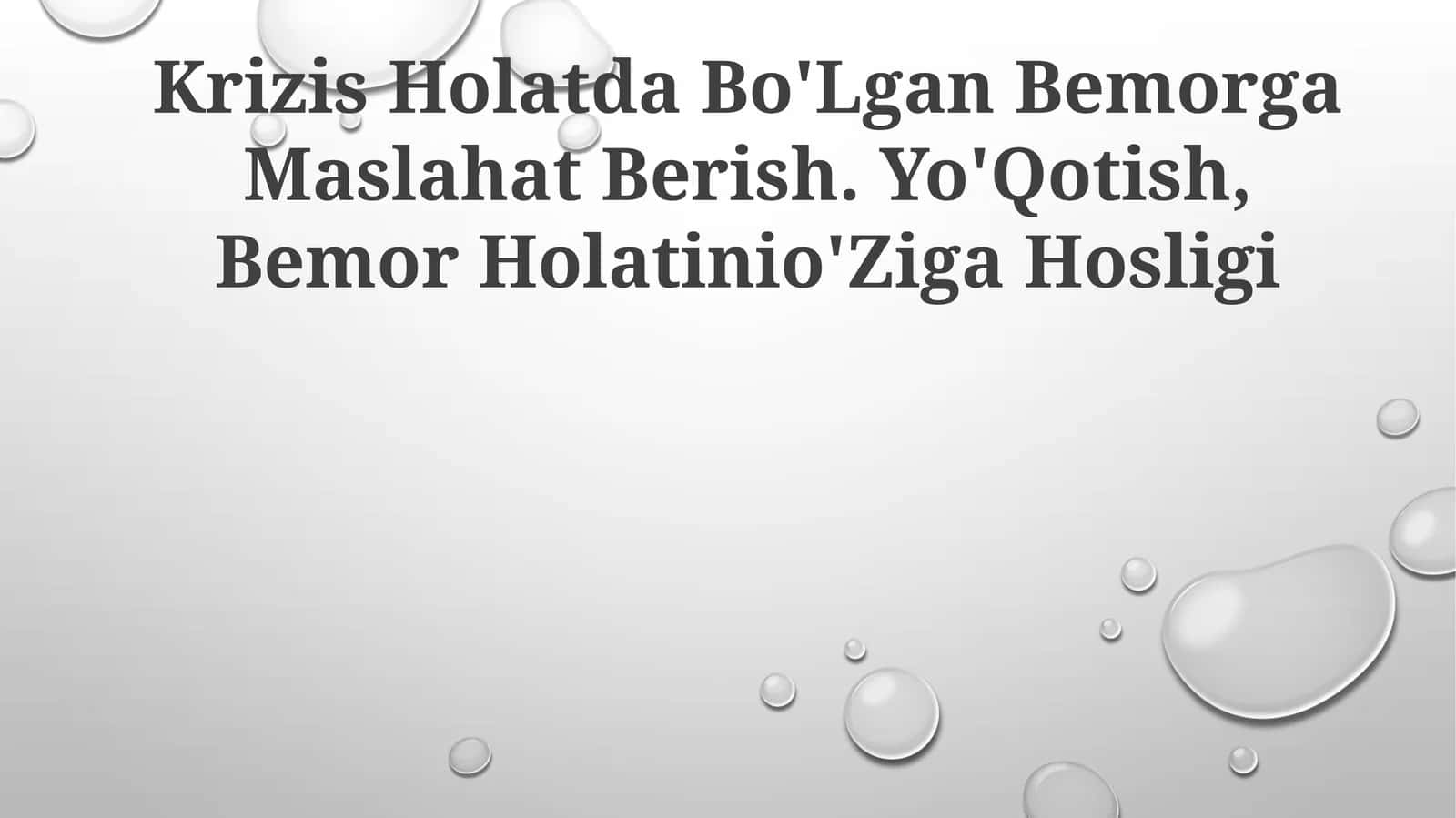 Bemorlikda Yo'qotish va Inqiroz