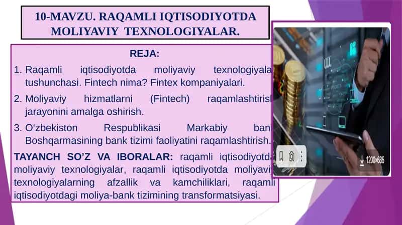 RAQAMLI IQTISODIYOTDA MOLIYAVIY TEXNOLOGIYALAR
