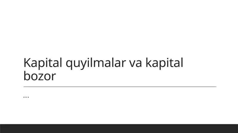 Kapital Investitsiyalari