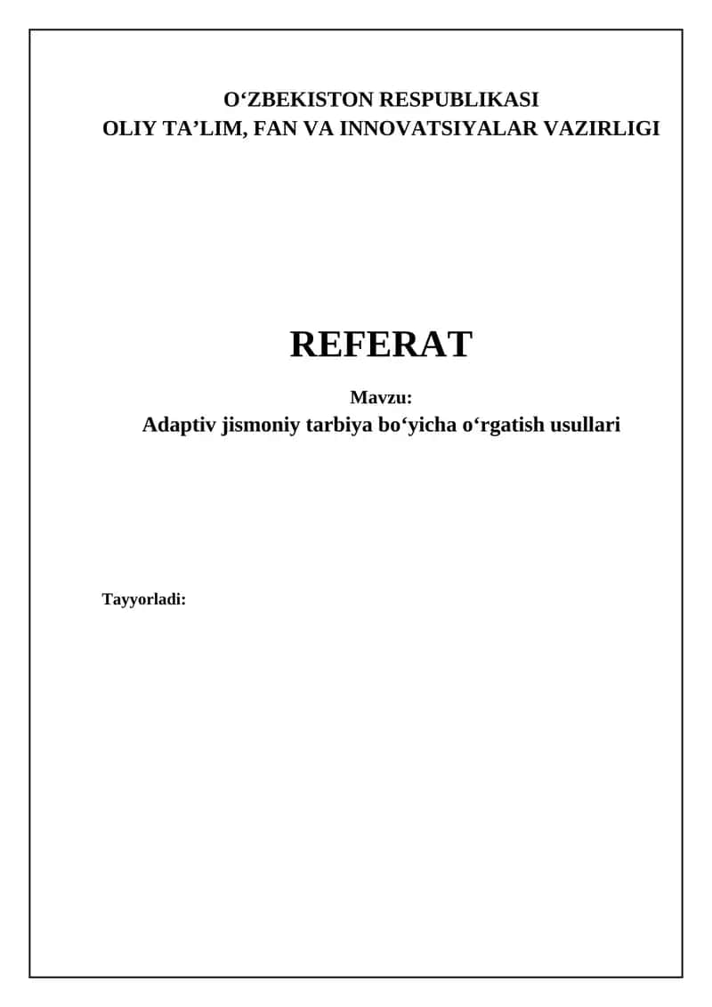 Adaptiv Jismoniy Tarbiyada O'qitish Strategiyalari