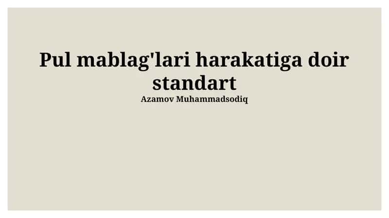 Naqd mablag'lar harakati va uning tahlili