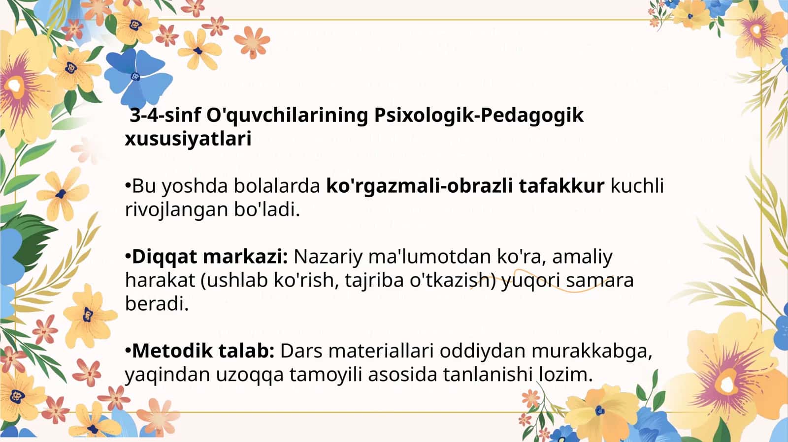 3-4-sinf O'quvchilarining Psixologik-Pedagogik Xususiyatlari