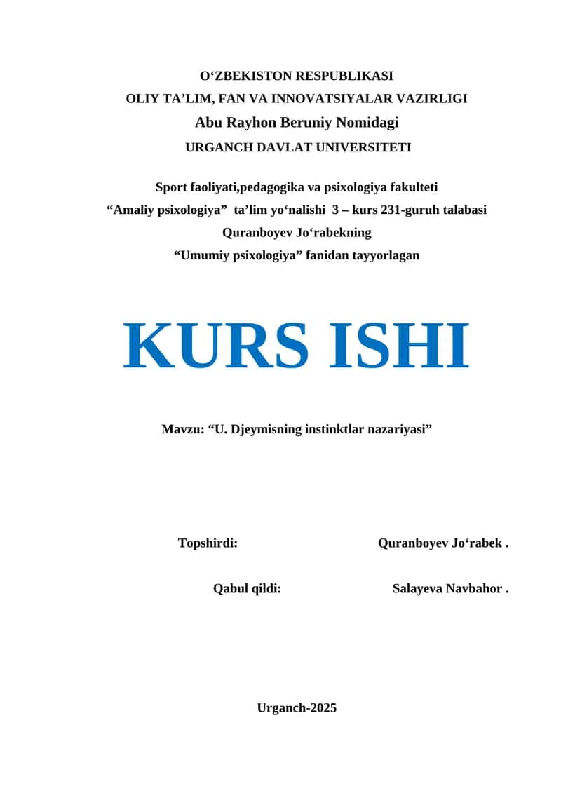 U. Djeymisning instinktlar nazariyasi