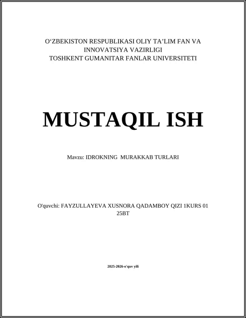 IDROKNING MURAKKAB TURLARI