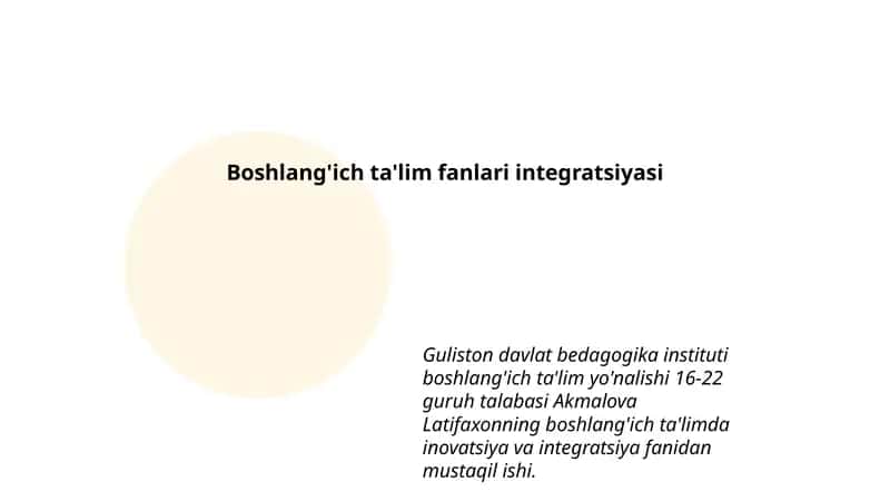 Boshlang'ich ta'lim fanlari integratsiyasi