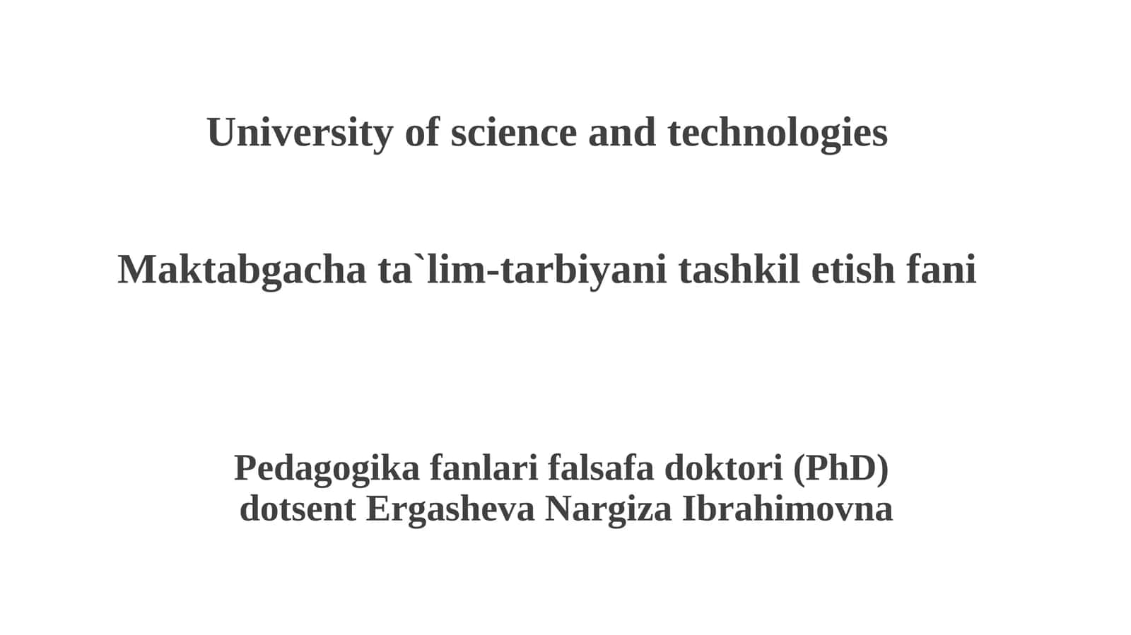 Maktabgacha ta`lim-tarbiyani tashkil etish fani