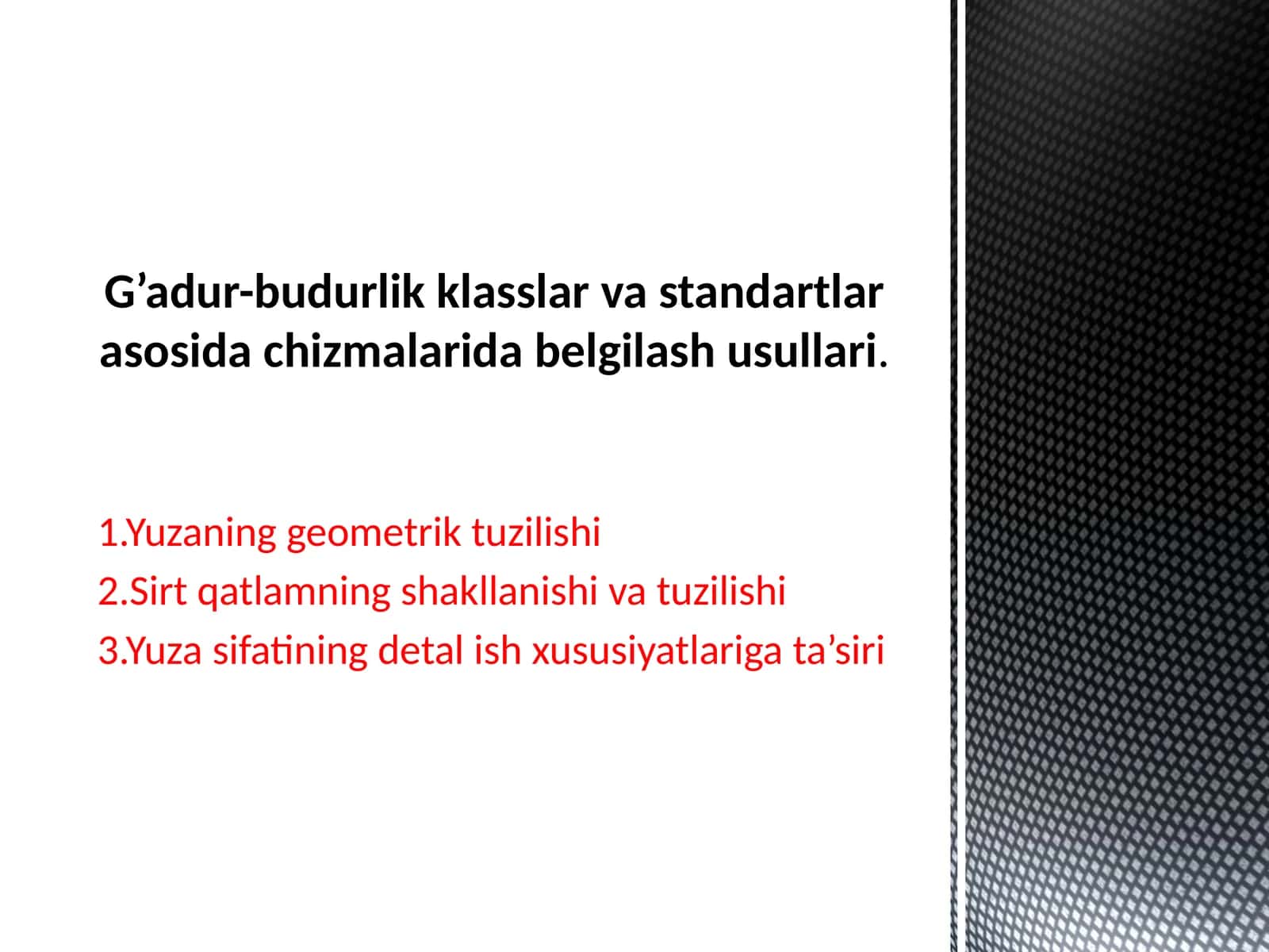 Yuzaning geometrik tuzilishi