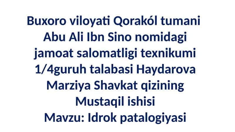 Idrok Patalogiyasi
