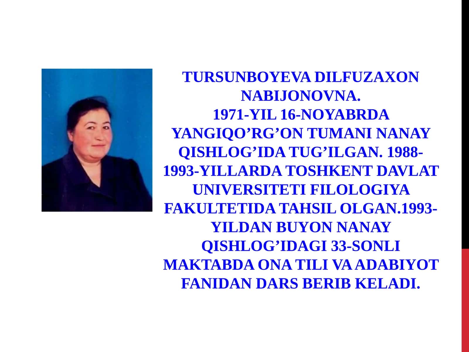 9-SINF ONA TILI FANIDAN DARS ISHLANMASI