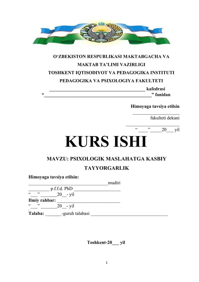 PSIXOLOGIK MASLAHATGA KASBIY TAYYORGARLIK