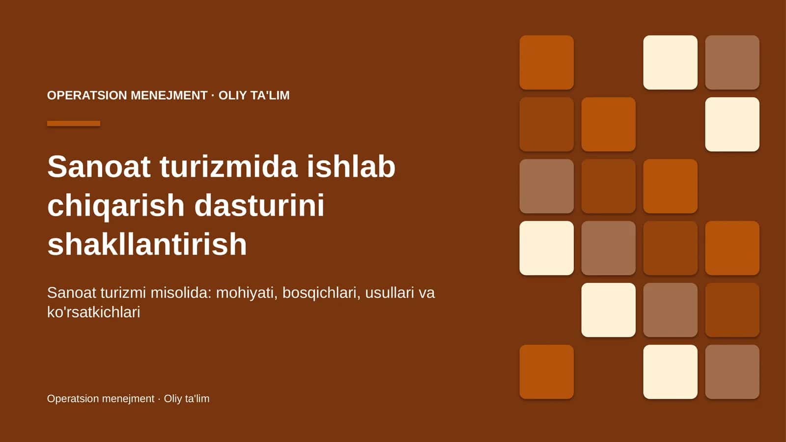 sanoat turizmida ishlab chiqarish dasturini shakllantirish 8920