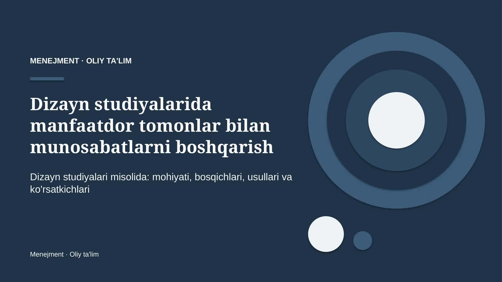 Dizayn studiyalarida manfaatdor tomonlar bilan munosabatlarni boshqarish