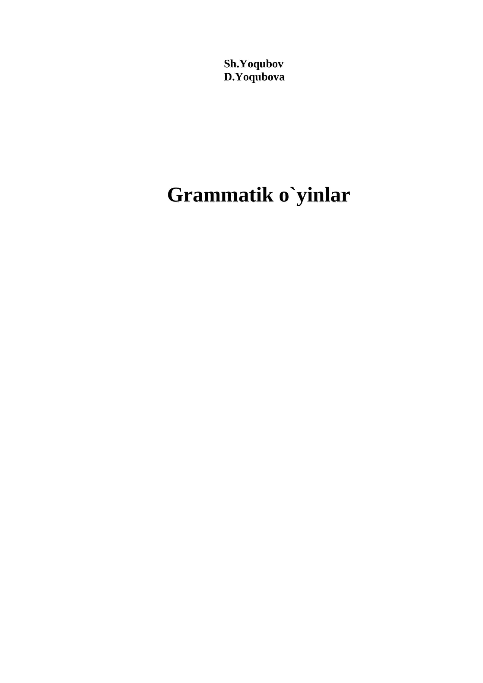 Grammatik o`yinlar
