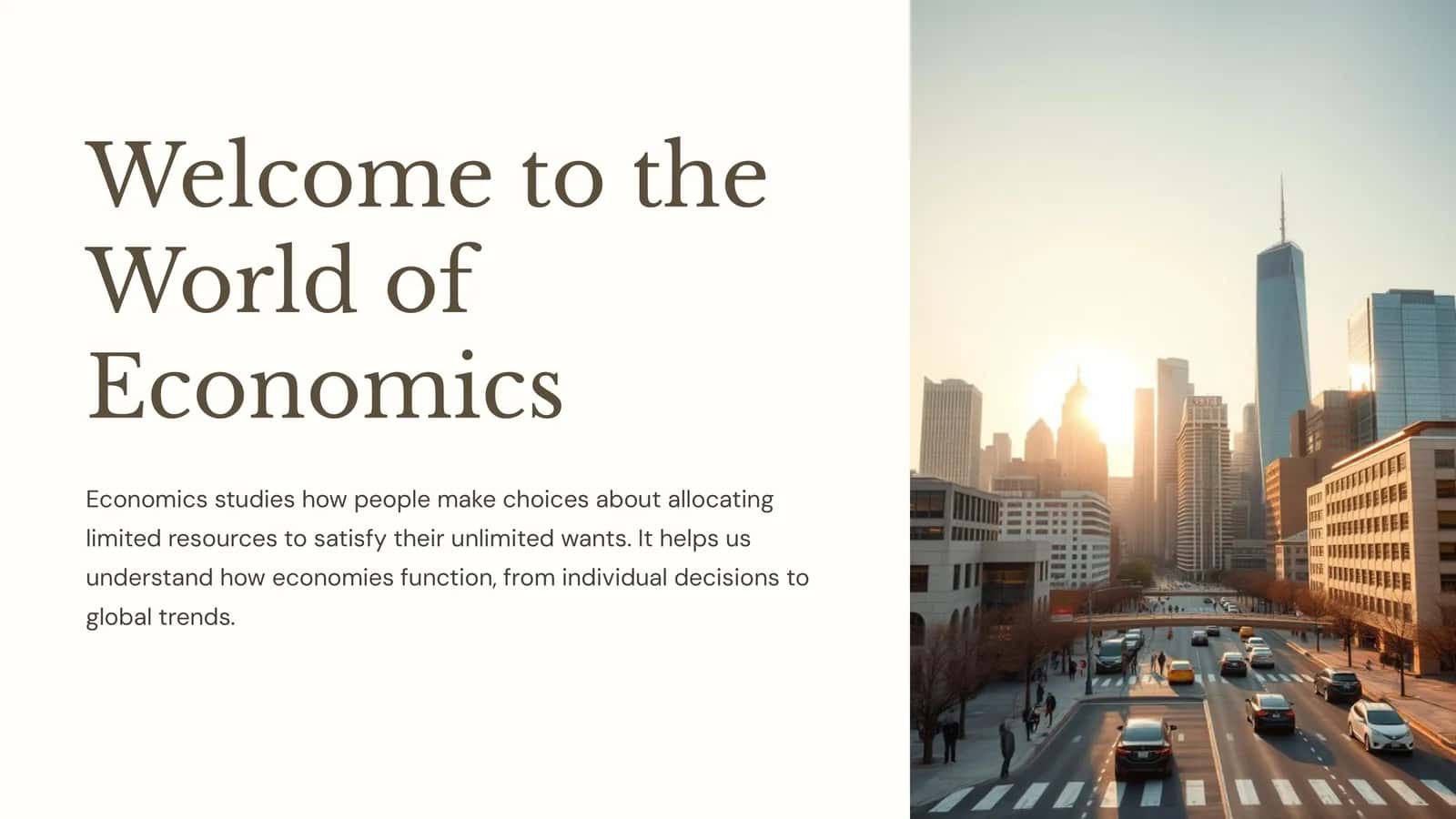 Welcome to the World of Economics