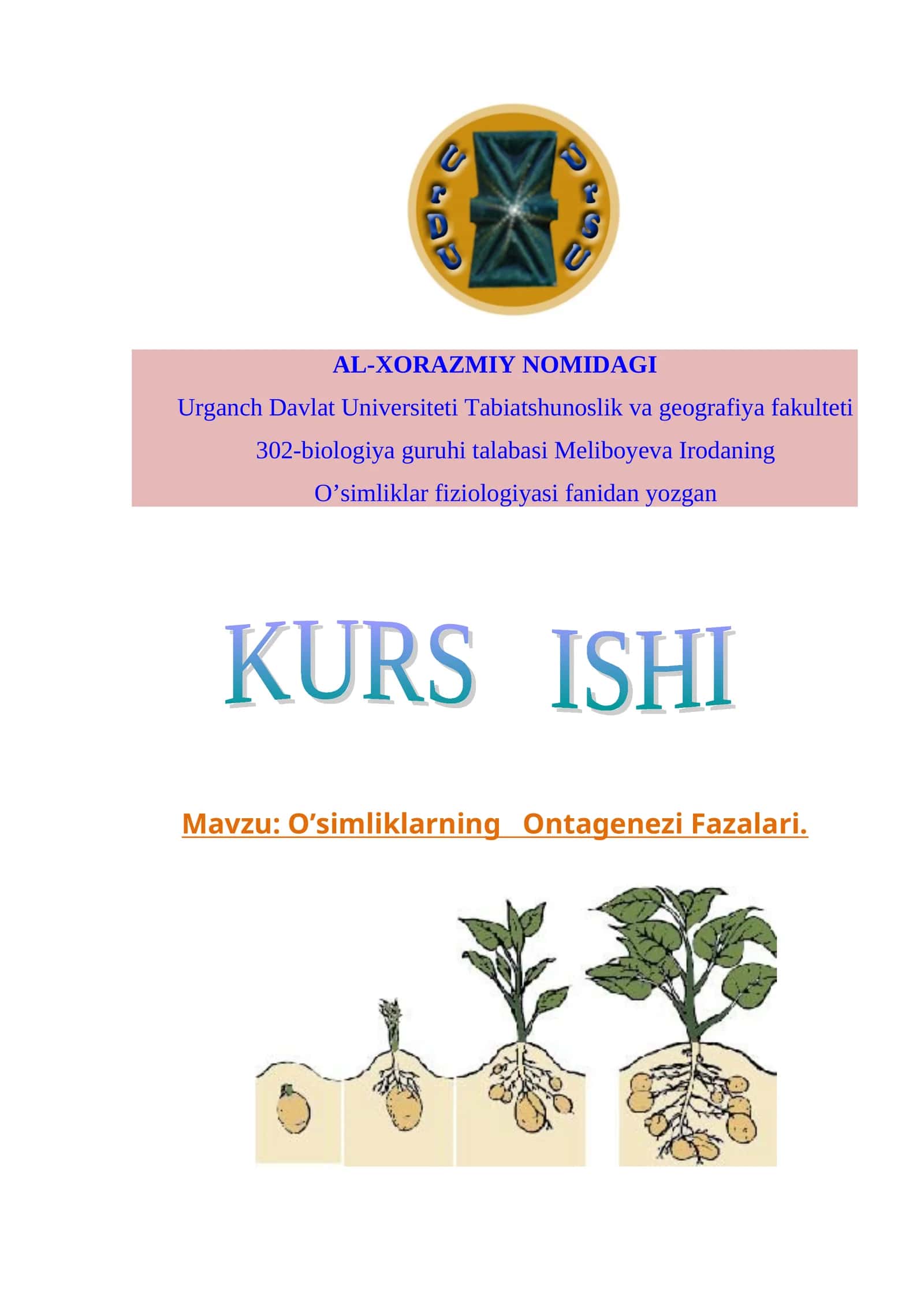 O’simliklarning Ontagenezi Fazalari kurs ishi