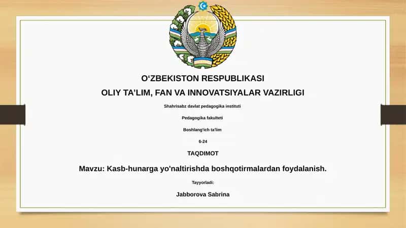 Kasb-hunarga yo'naltirishda boshqotirmalardan foydalanish