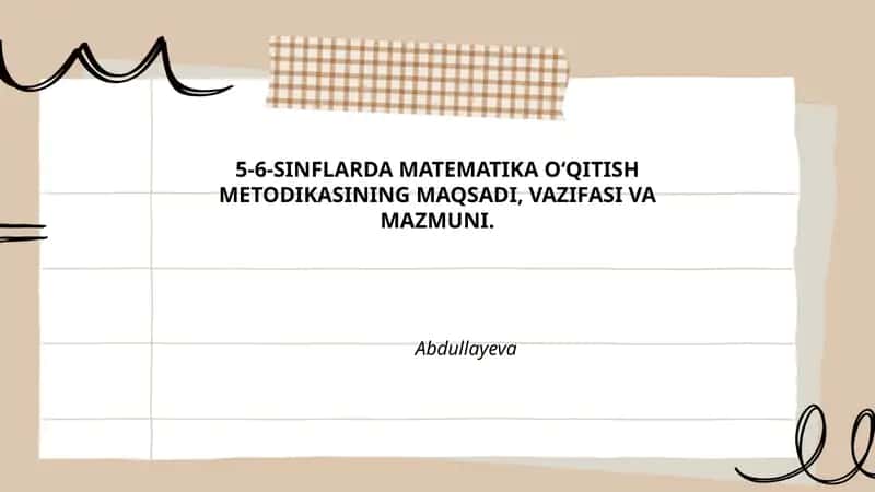 5-6-SINFLARDA MATEMATIKA OʻQITISH METODIKASI