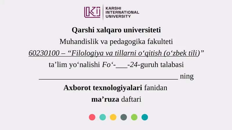 Filologiya va tillarni o'qitish (o'zbek tili)