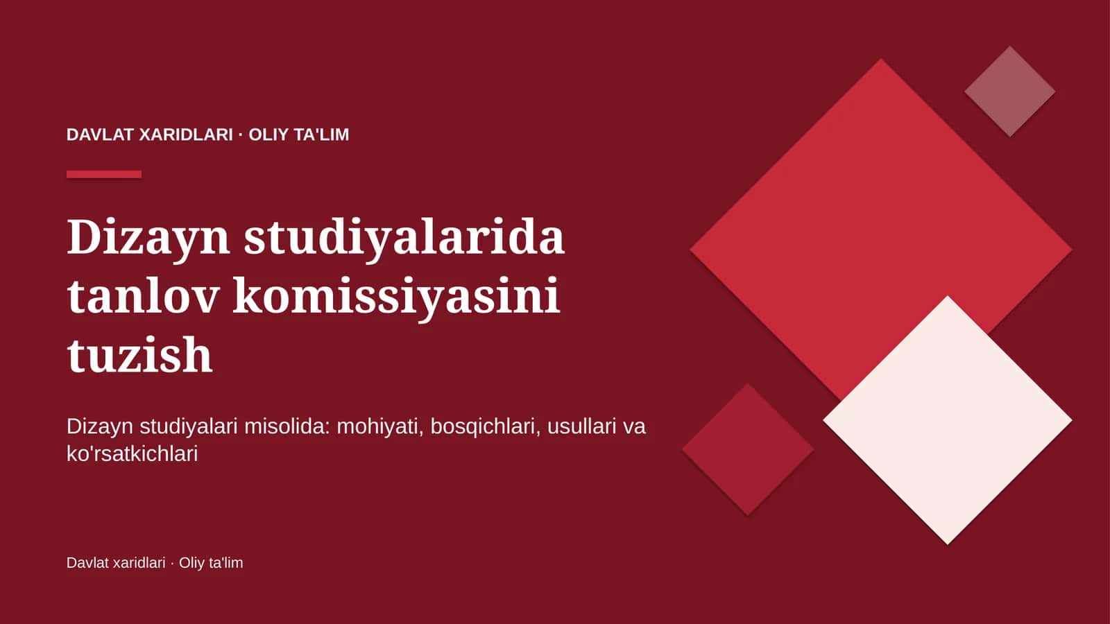 Dizayn studiyalarida tanlov komissiyasini tuzish