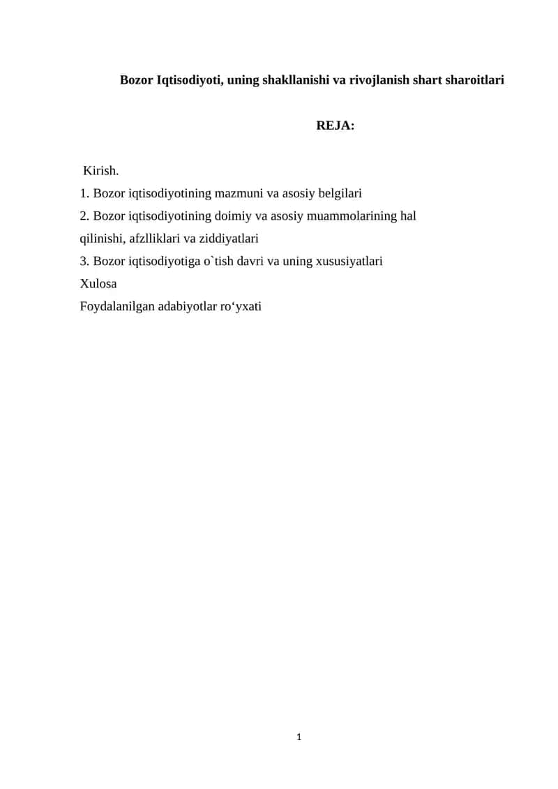 Bozor Iqtisodiyoti