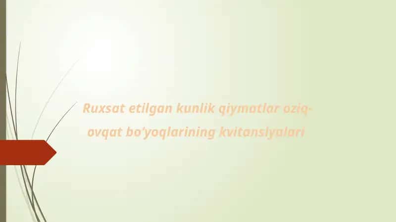 Ruxsat etilgan kunlik qiymatlar oziq-ovqat bo‘yoqlarining kvitansiyalari