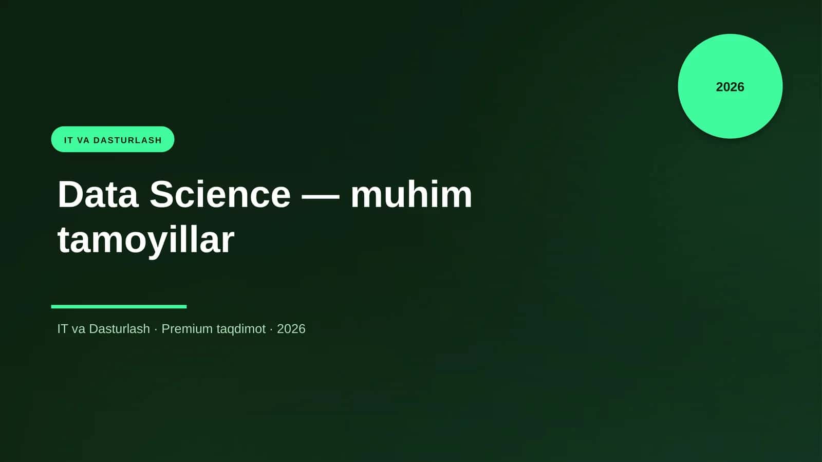 Data Science — muhim tamoyillar