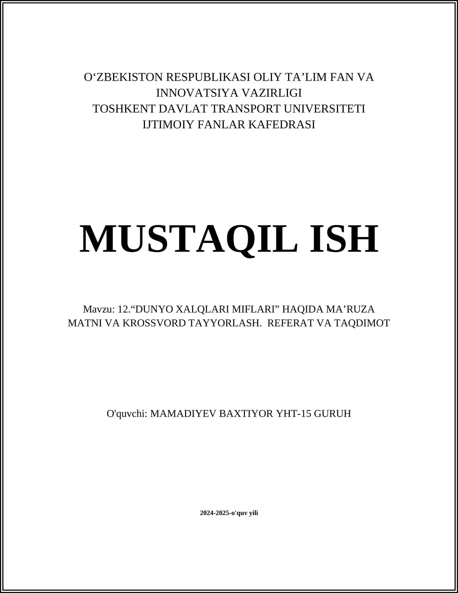 DUNYO XALQLARI MIFLARI