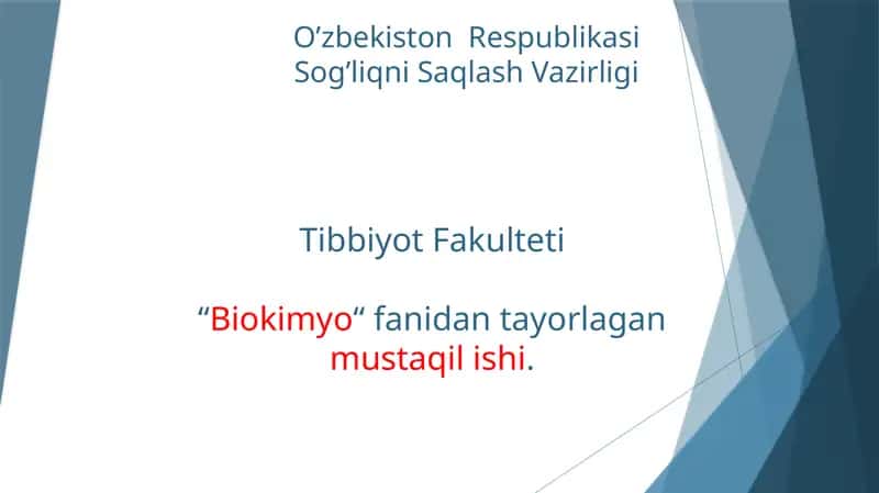 Biokimyo - Xolesterin tashilishida APO-oqsillari, yog' bosishi. Sfingolipidozlar