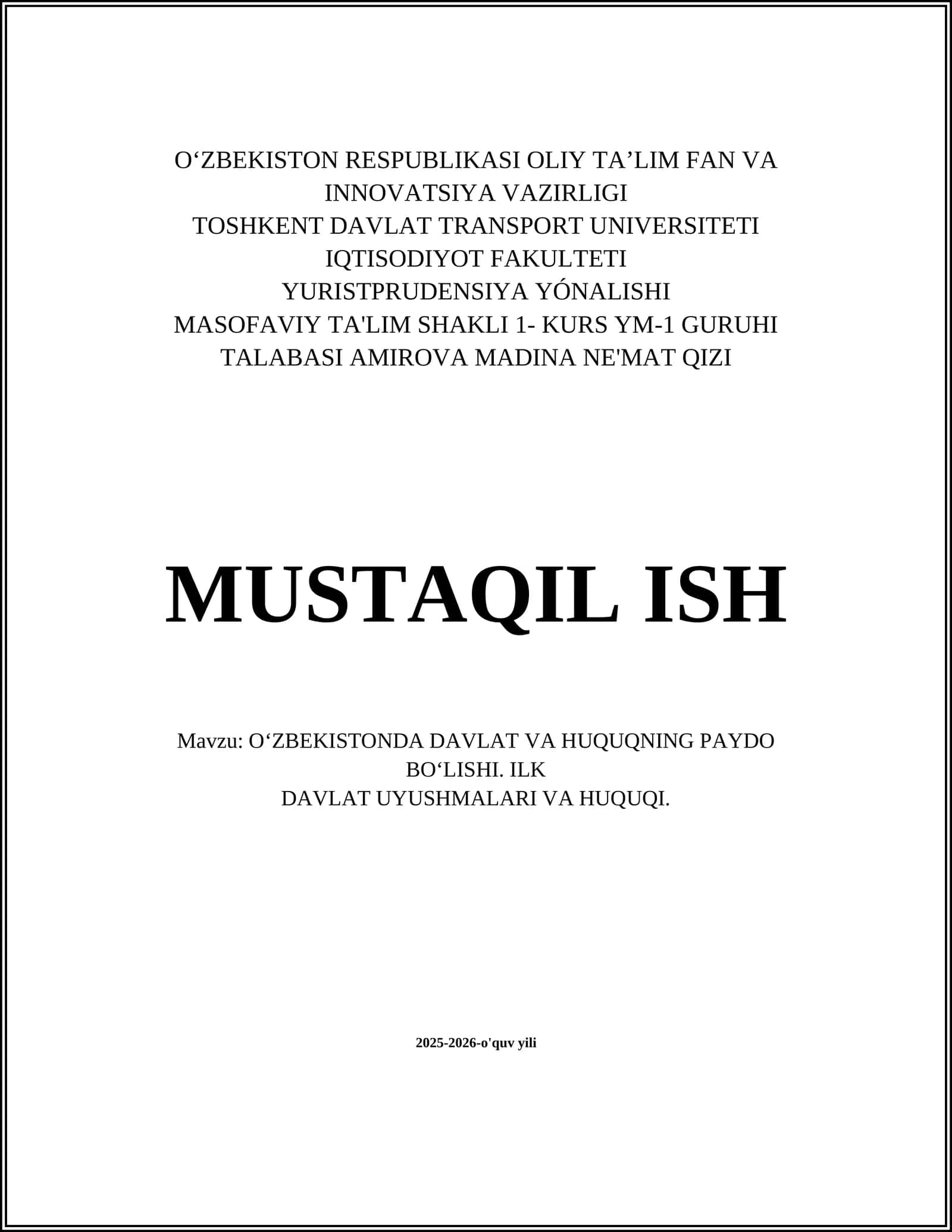 O‘zbekistonda Davlat va Huquqning Paydo Bo‘lishi