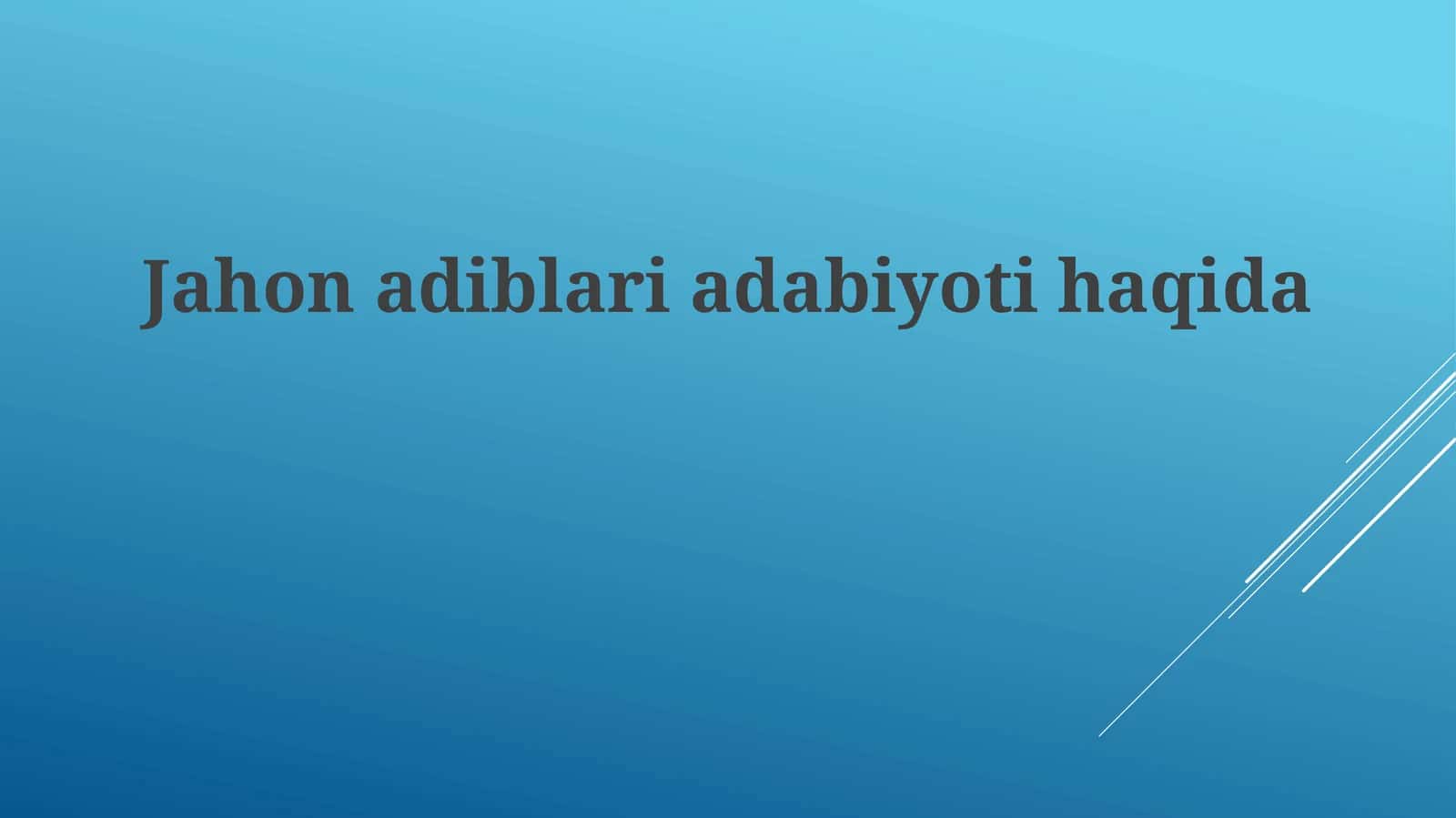 Jahon Adabiyoti: Asosiy Yoʻnalishlar va Janrlar