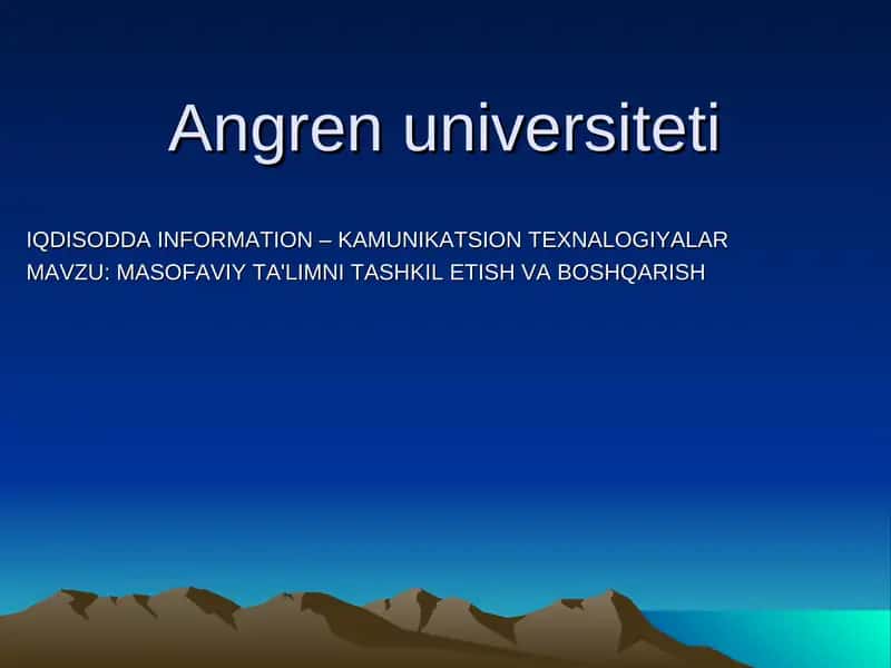 IQDISODDA INFORMATION – KAMUNIKATSION TEXNALOGIYALAR