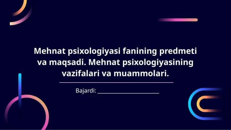 Mehnat Psixologiyasi